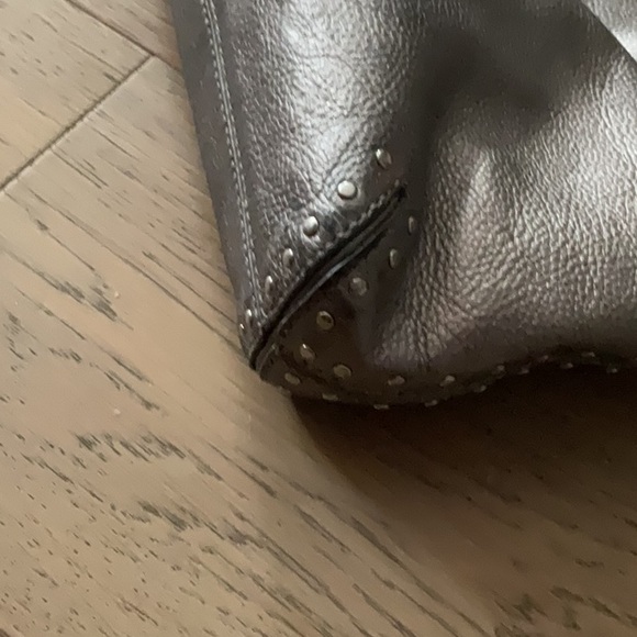 Michael Kors Metallic Pewter Pebbled Leather Double Handle Tote Handbag - Picture 8 of 8